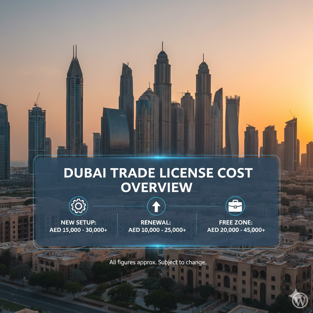Dubai Trade License cost overview showing modern business district