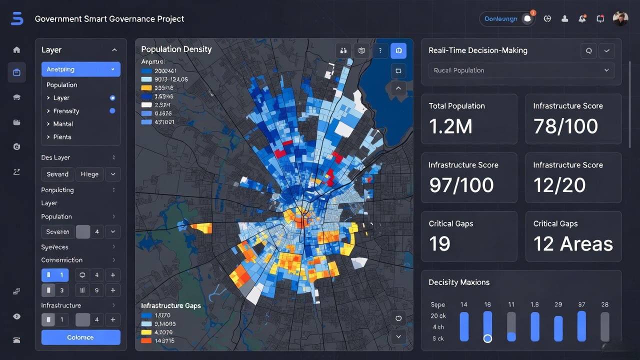 Spatial analytics dashboard showing location-based data for smart governance